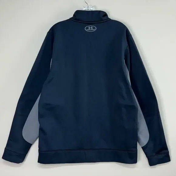 UNDER ARMOUR Track Jacket Fleece Lined Loose Fit Full Zip Black Gray Men's Sz M - Picture 3 of 9